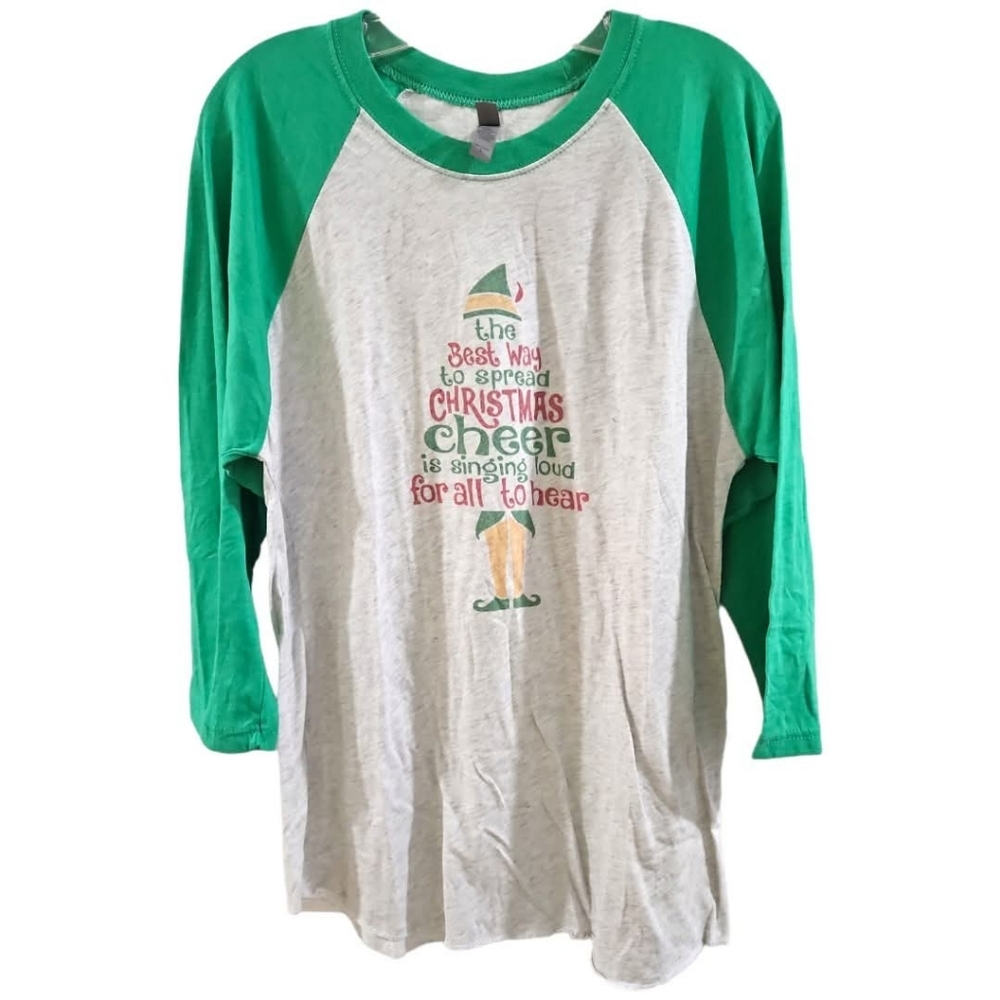 Sublimation ELF Green Raglan Sz L EUC